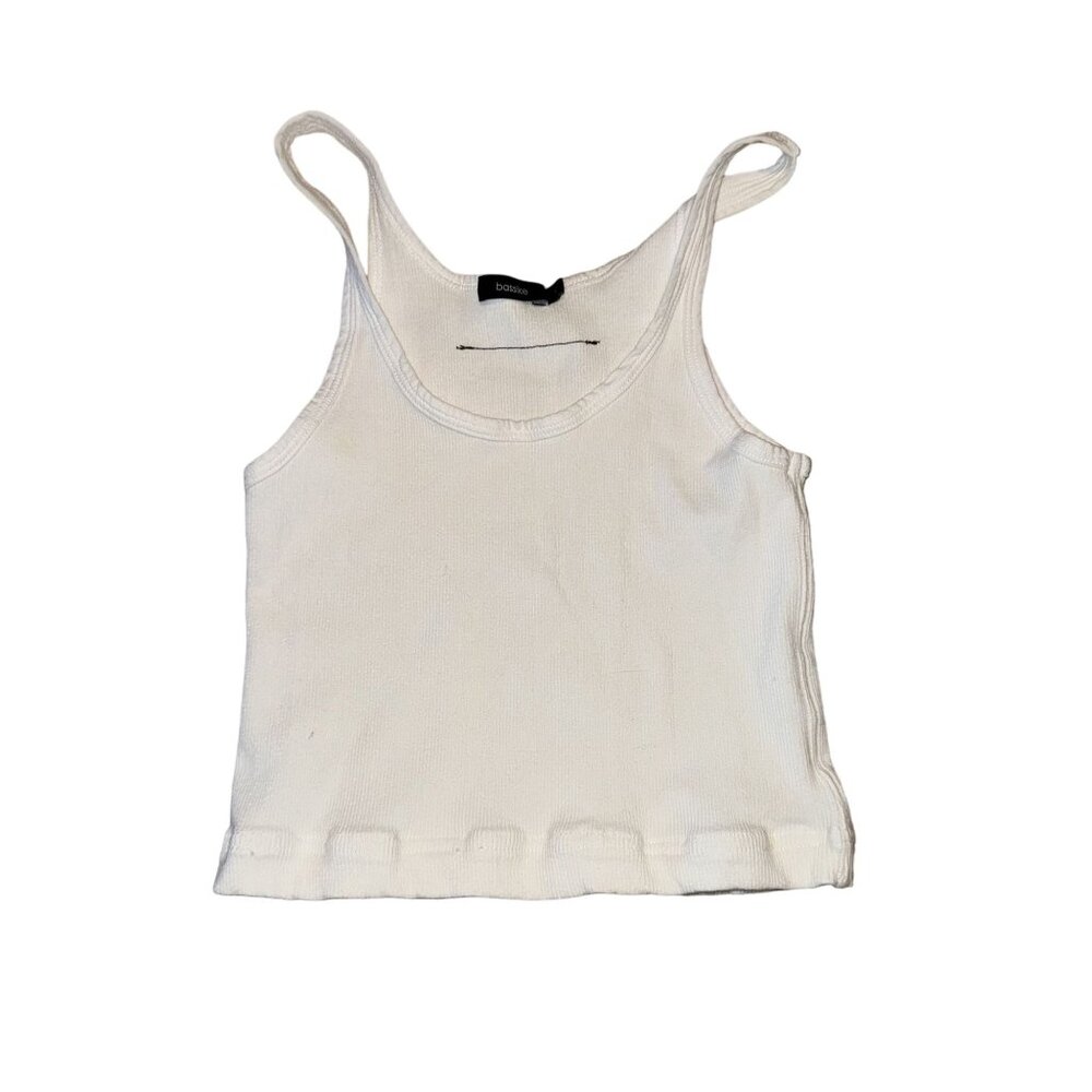 Bassike White Scoop Neck Organic Cotton Blend Tank Top Women's 0